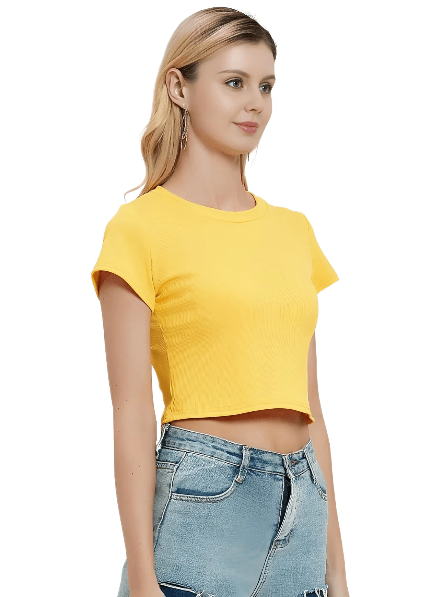 Trendy Short Sleeve Tops Women's Basic Crop Tops