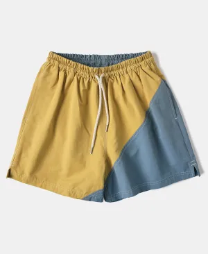 Two-Tone Beach Swim Trunks - Yellow/Light Blue