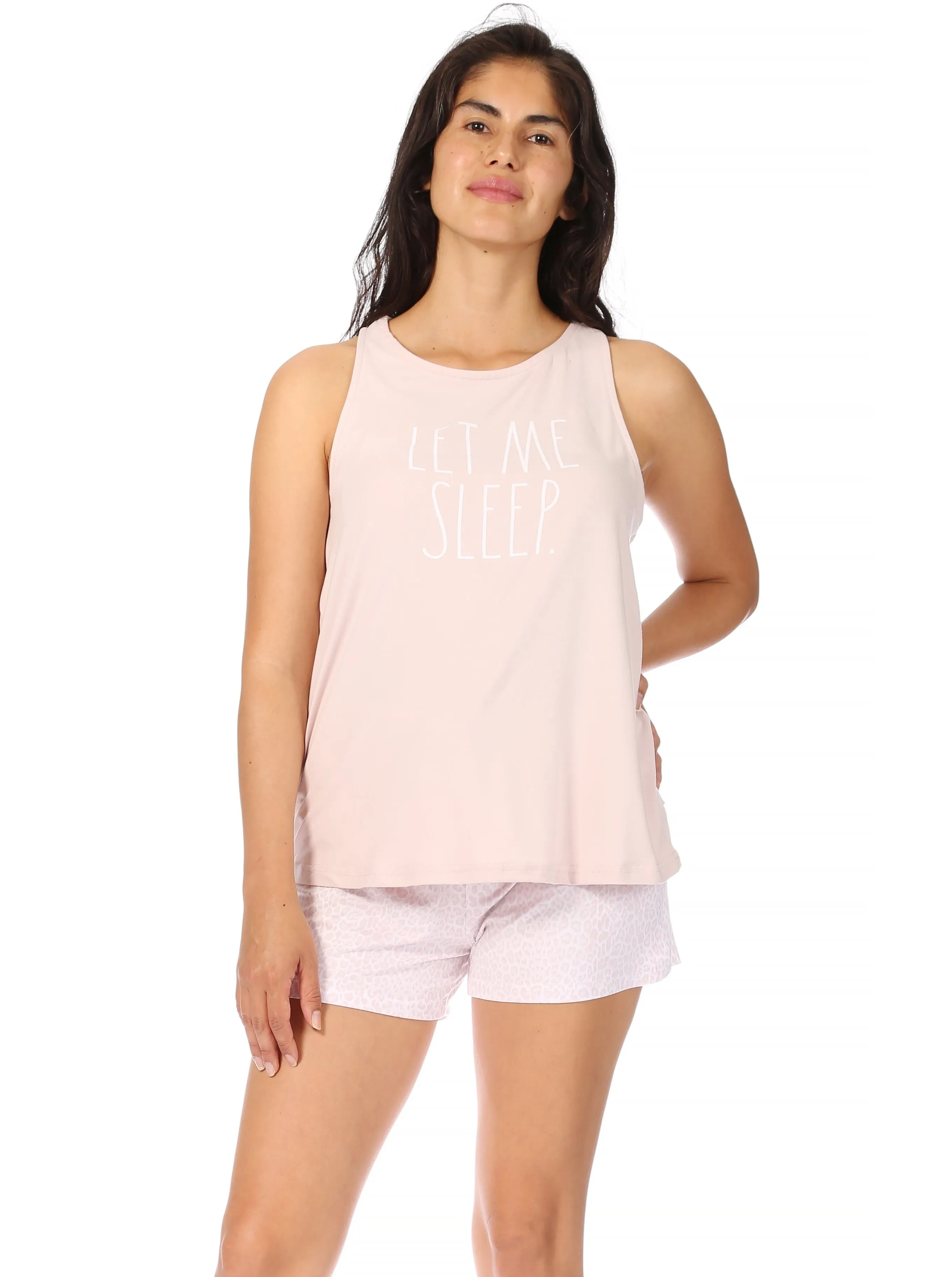 Women's "LET ME SLEEP" Tank and Drawstring Shorts Pajama Set