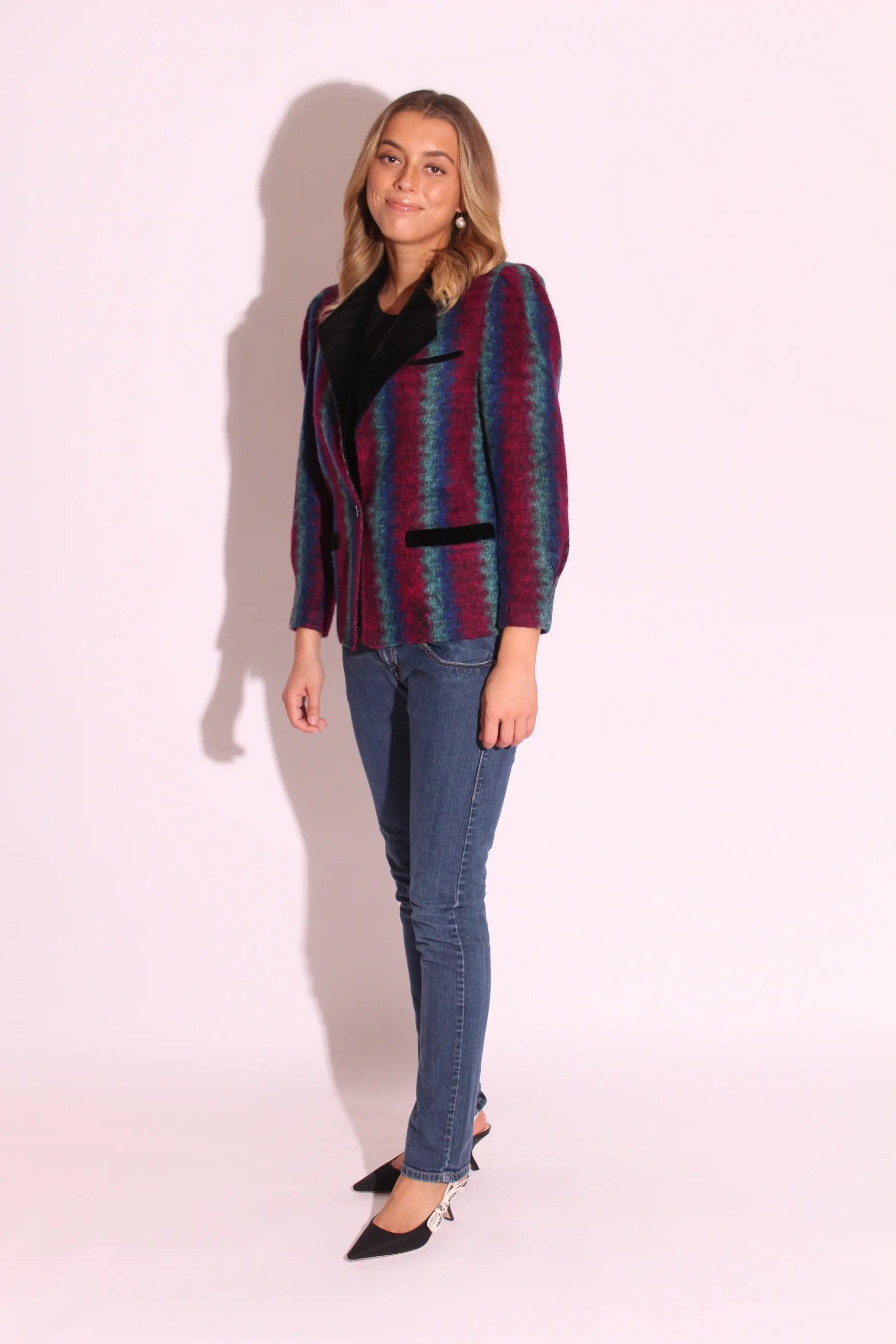 Wool Blazer with Velvet Collar