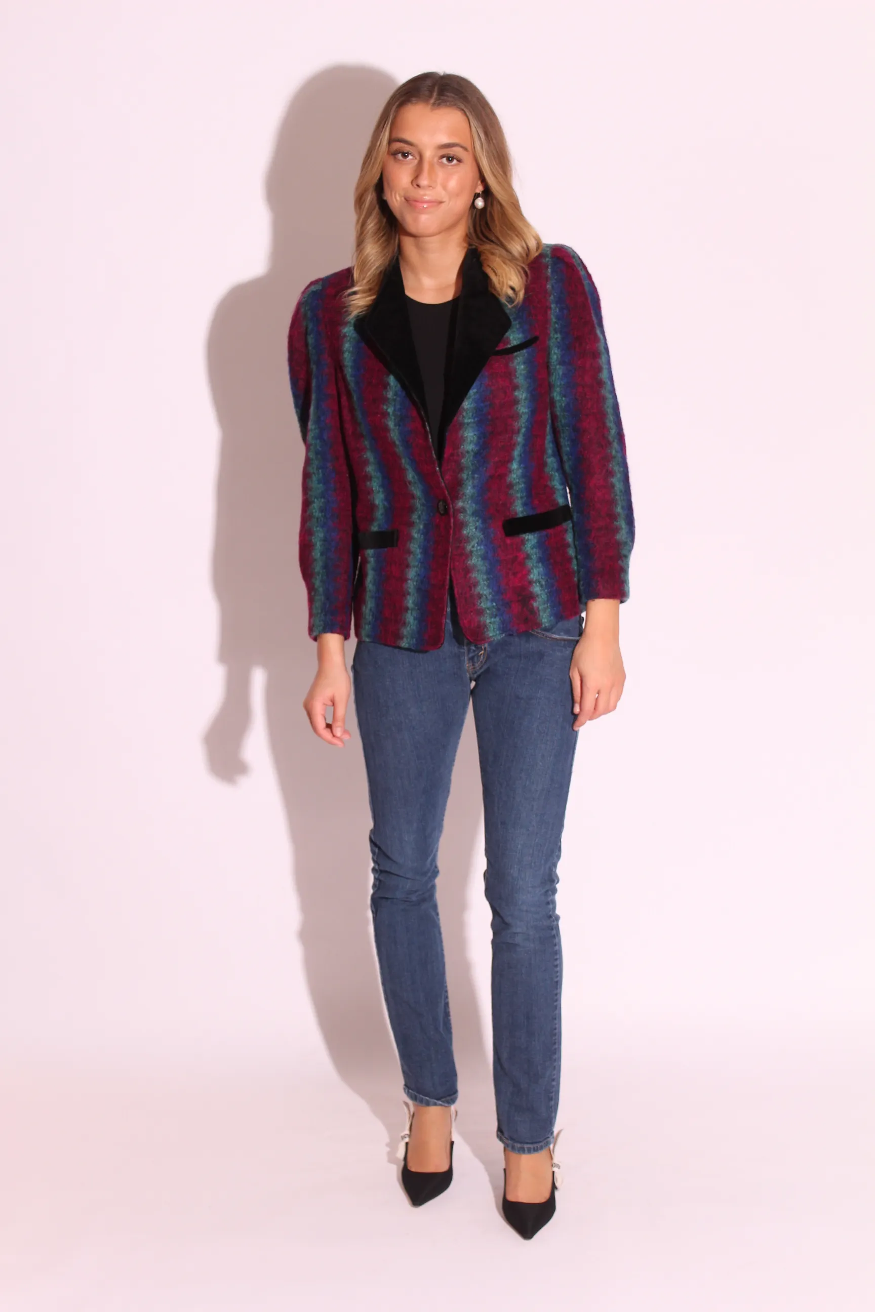 Wool Blazer with Velvet Collar