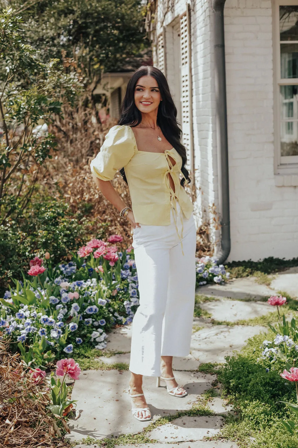 Yellow Front Tie Top