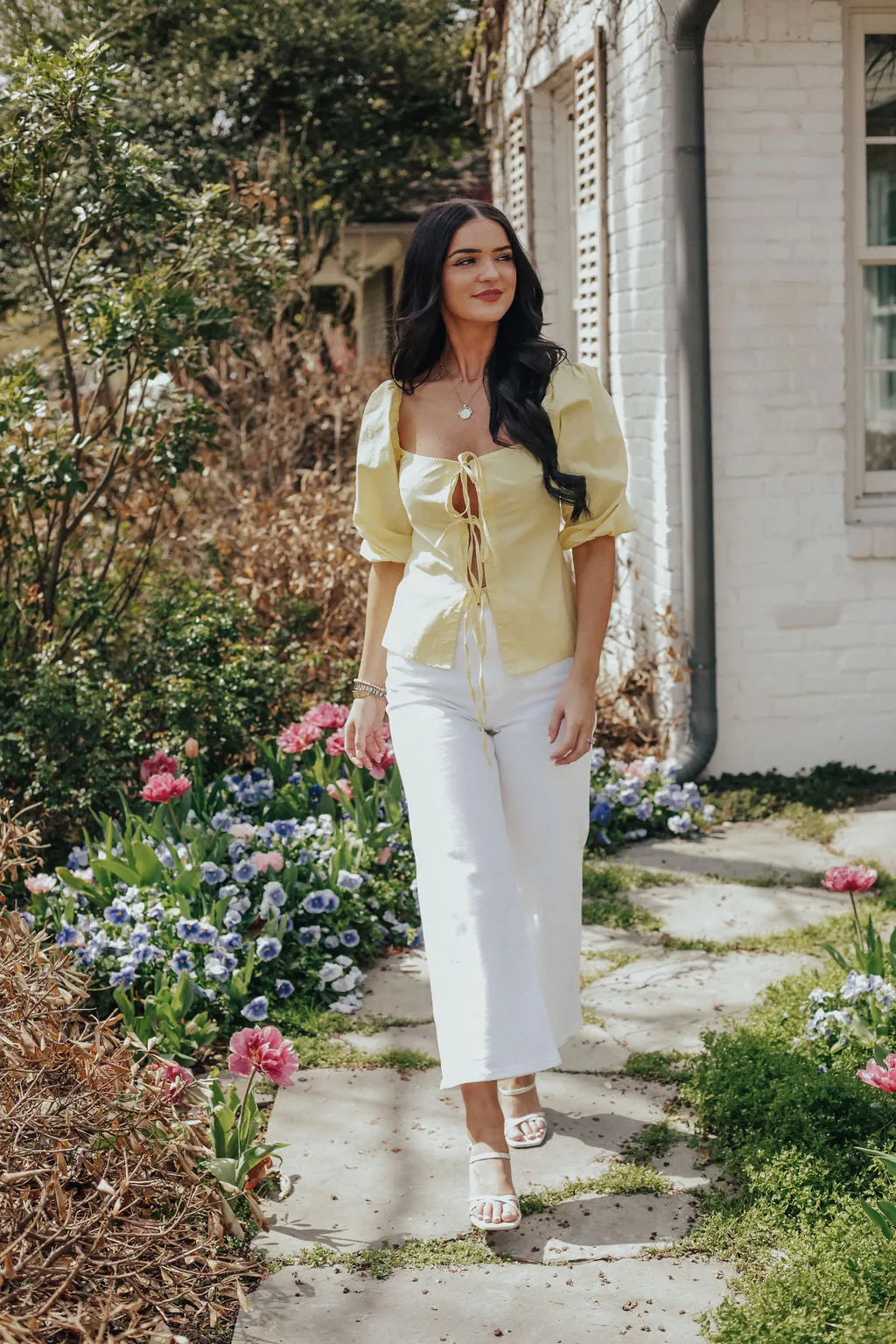 Yellow Front Tie Top