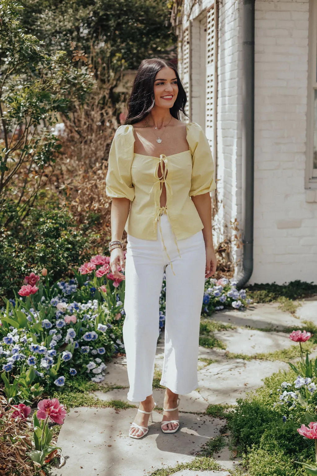 Yellow Front Tie Top